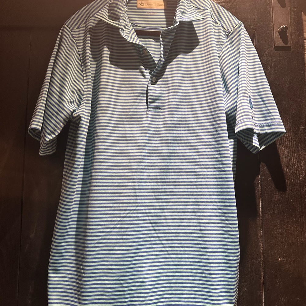 Donald Ross Striped Short-Sleeve Polo Shirt - Aqua & Blue